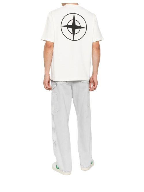 Stone Island T-shirt in cotone con logo Stone Island | K2S152100037S0193V0093 IVORY